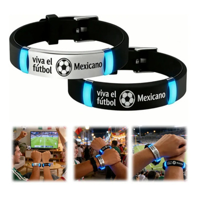 Diáfana 2pzs Pulsera De Parejas Brillante Ajustable,regalo Accesorio Para Fanáticos Del Fútbol,viva El Futbol Mexicano | Meses sin interés