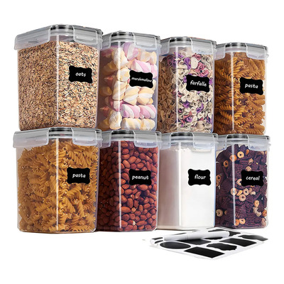 Juego De 8 Recipientes Herméticos De Plástico Para Cereal Transparente