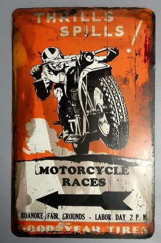 Cartel De Chapa Vintage Retro Goodyear Moto