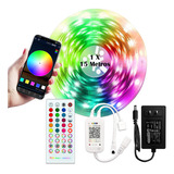 Fita Led 15m Rgb 5050 Luz De Led Colorida Bluetooth, Control