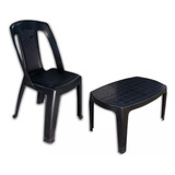 Combo 1 Sillas Capri 1 Mesa Ratona Mascardi Negro Plastico