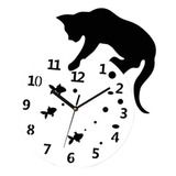 Reloj Colgante Silencioso Con Diseño De Gatos, Con Peces