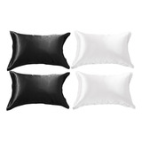 4x Funda De Almohada De Seda King Funda De Almohada