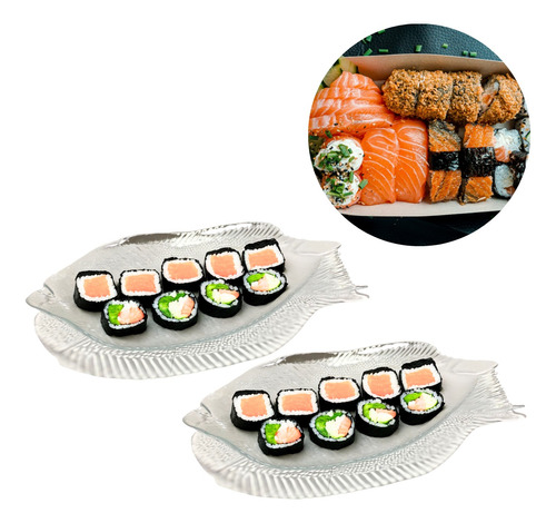 2 Petisqueira Peixe Grande Para Servir Sushi Rodízio Buffet 