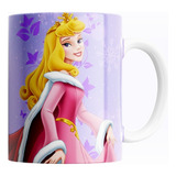 Taza De Cerámica Princesa Aurora Disney Feliz Navidad 325ml