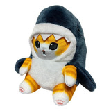 Gato Gatito Michi De Peluche Kawaii Con Disfraz Tiburón 33cm