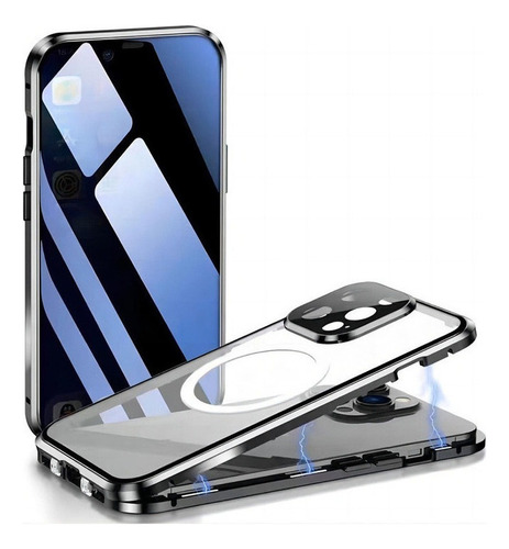 Funda De Cristal Magnética De Doble Cara Para iPhone 15 14