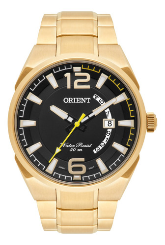 Relógio Orient Masculino Em Aço Dourado Prova Dágua Mgss1159