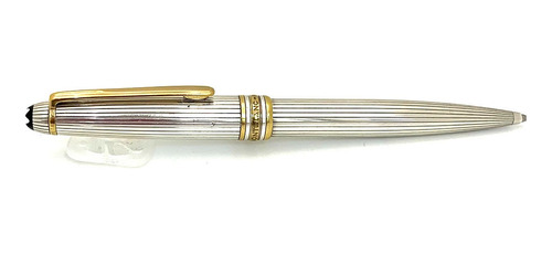 Bolígrafo Montblanc Solitaire De Plata Y Clip Chapado En Oro