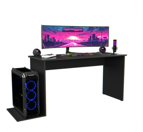 Mesa Compacta Gamer Com Espaço 2 Monitores Ideal Industrial 