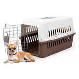 Jaula Transportadora Kennel Caja Viaje Mascotas Gato Perro Color Café