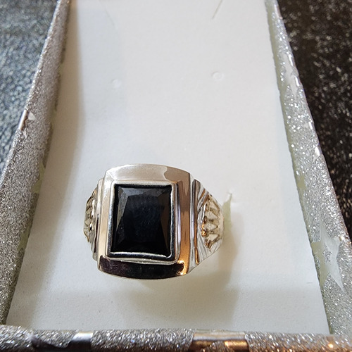 Anillo Plata 925 Hombre Sello Con Cubic Y Corona De Oro