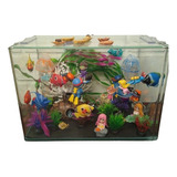 Acuario Vidrio Con Accesorios Artificiales 