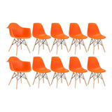 Kit Cadeiras Jantar Eames Eiffel Wood  2 Daw E 8 Dsw  Cores Cor Da Estrutura Da Cadeira Laranja