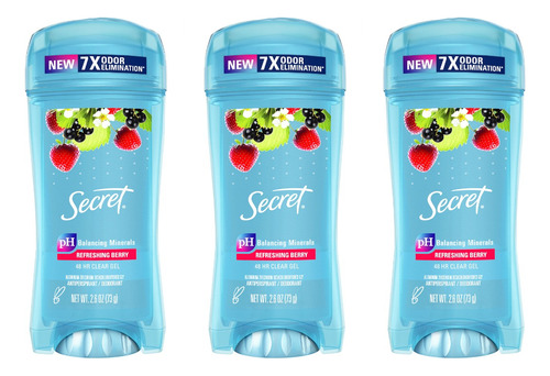 Secret X3 Desodorante Antitranspirante Clear Gel Berry Local