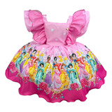 Vestido Temáticos Kids Princesas Disney Rosa