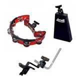 Torelli Kit Cowbell 7 + Pandeirola C/ Clamp  + Suporte Bumbo