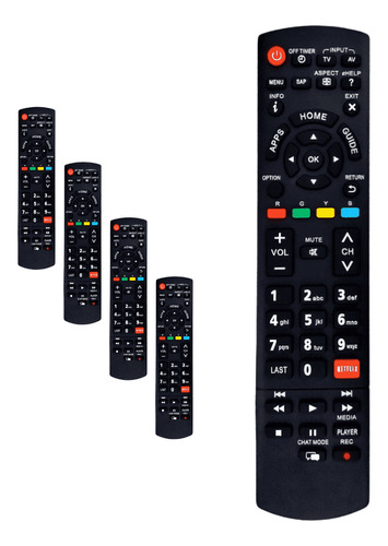 Kit 5 Controle Remoto Compatível Tv Panasonic Smart Viera