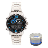 Reloj Hombre G-force Acero Platinum G-frc Analogo Y Digital 