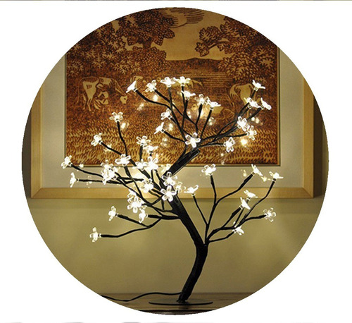 Velador Bonsai Flor Del Cerezo Luz Led Calida Fiestas Bodas