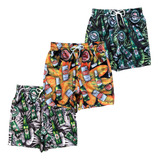 Kit 3 Short Tactel Grosso Masculino Moda Praia Estampado 