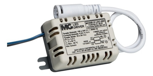 12 Led Driver 8-25w Corrente 300ma Conector Plug Bivolt