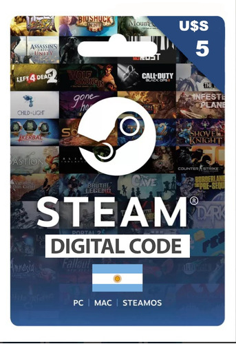 Saldo Steam - 5 Dólares - Cartera Steam Wallet Argentina