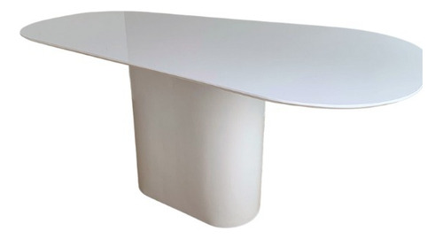  Mesa De Jantar Modelar Orgânica 160x80cm  Laca Branca Fosca