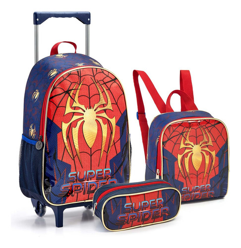 Kit Spider Mochila De Rodinha, Larancheira Térmica E Estojo