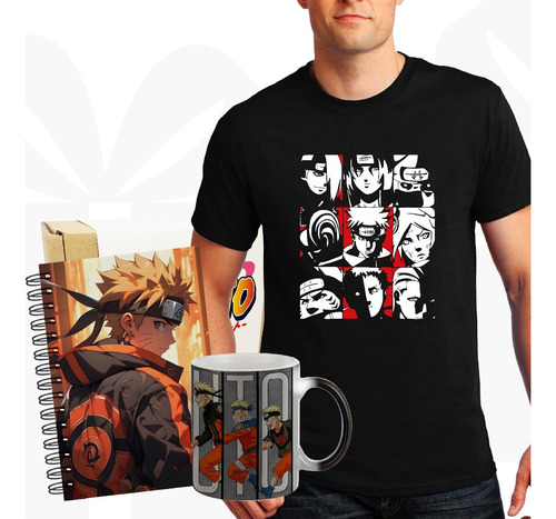 Kit De Regalo Naruto/mug Magico/camiseta/cuaderno