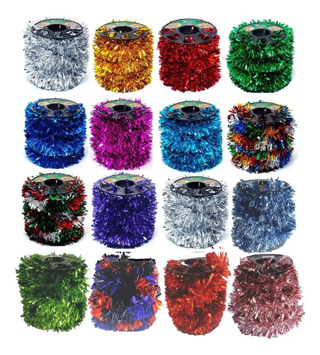 25 Rollos Feston Guia Escarcha Metalica Boa Mixta 20mts #100 | Envío gratis