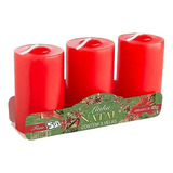 6 Velas Finas Decorativas Natalinas Vermelhas Festas 55x35mm