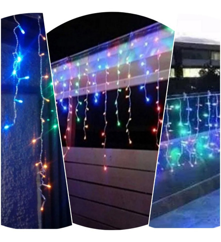 Cascada Led Multicolor 300 Luces 5.5 Mts Navideña Navidad