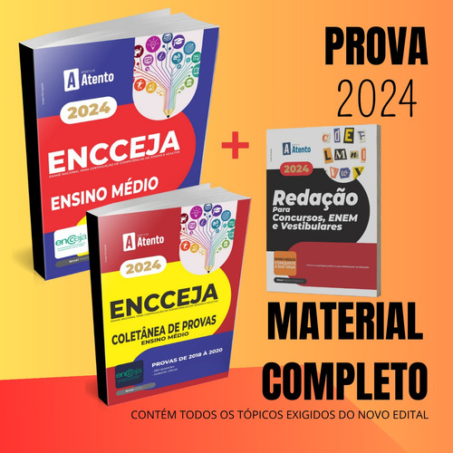 Apostila Encceja 2023 - Nível Médio - Kit Completo - Caderno De Provas - Caderno De Redação