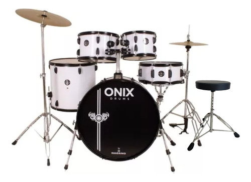 Bateria Nagano Onix Smart Rock White Bumbo 22 Completa