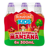 Bonafont Kids Agua Con Jugo Natural De Manzana 6x300ml Tapa Chupón