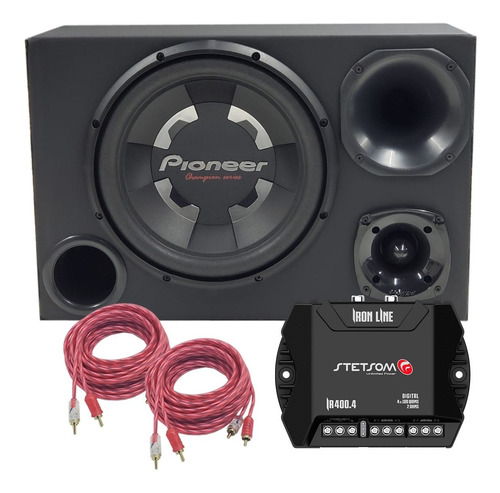 Caixa Trio Som Pioneer 12 Polegada + Modulo Stetsom Ir 400.4