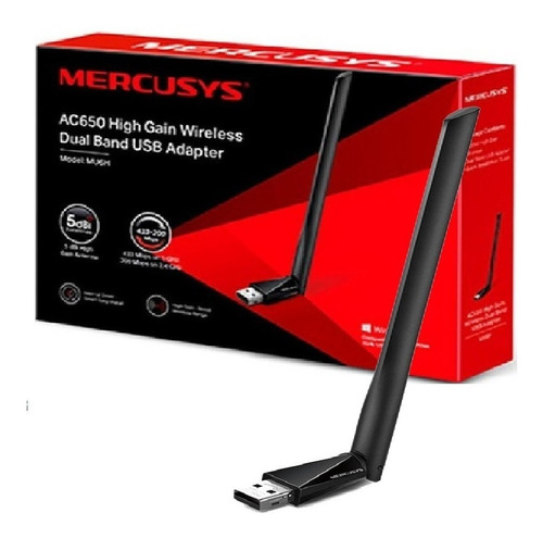 Tarjeta De Red Usb Wifi Mercusys Antena Mu6h Dualband Ac650 