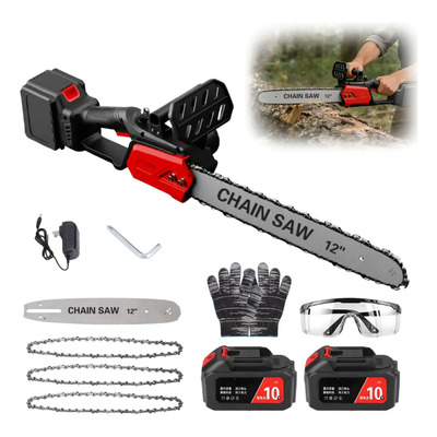 Jyybn Motosierra Eléctrica Inalámbrica Portatil 12inch 1500w 3 Cadenas Kit De Moto Sierra De Mano Portatil 22000rpm Con... Negro/rojo