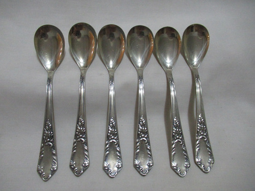 Antiguo Set 6 Cucharas P/ Helado Alpaca Industria Argentina