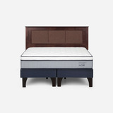 Cama Indie King Pata Madera Base Dividida + Respaldo Rachel