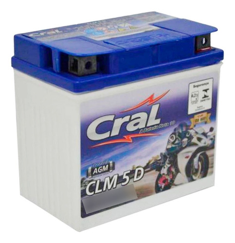 Bateria Para Moto Selada Cral 5a 12v Polo Positivo Direito