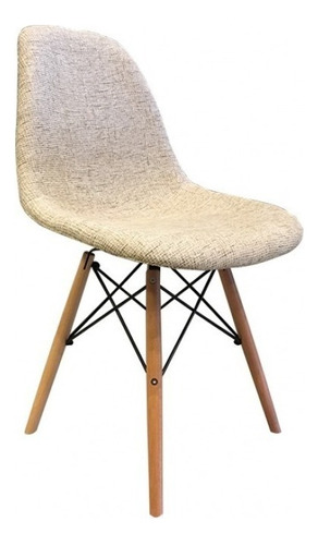 Silla De Comedor Tapizada Lino Plástico Diseño - Eames Estructura De La Silla Beige