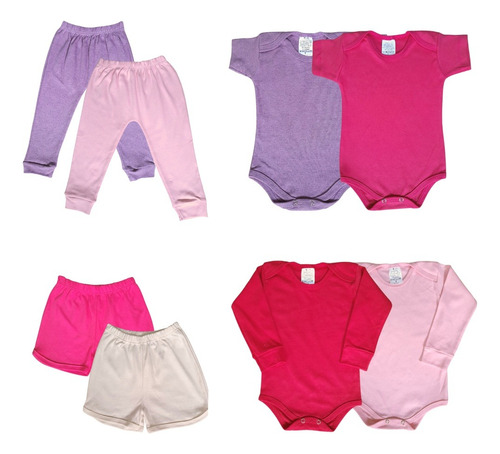 Kit 8 Peças Básico Body Short E Mijão Femininos - Santo Baby