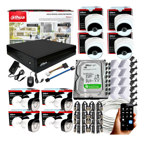 Camaras Seguridad Kit 8 Dahua 1080 + 8 Cámaras 1080 + D 1 Tb