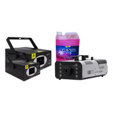 Kit 2 Laser Azul Holografico B200 + Máquina De Fumaça 220v