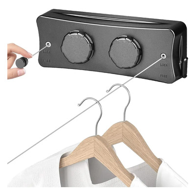 Tendederos Plegables Tendedero Retráctil De Pared 2 Líneas Color Gris | Envío gratis