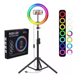 Aro De Leds Rgb 36cm Soporte Para Celular + Trípode 2 Metros