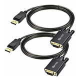 Cable Adaptador Displayport A Vga 6 Ft, 2-pack