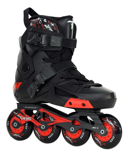 Patins Inline Freestyle Traxart Revolt Preto/preto + Brinde 